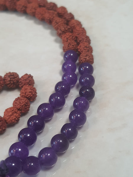 Rudraksha and Amethyst Mala