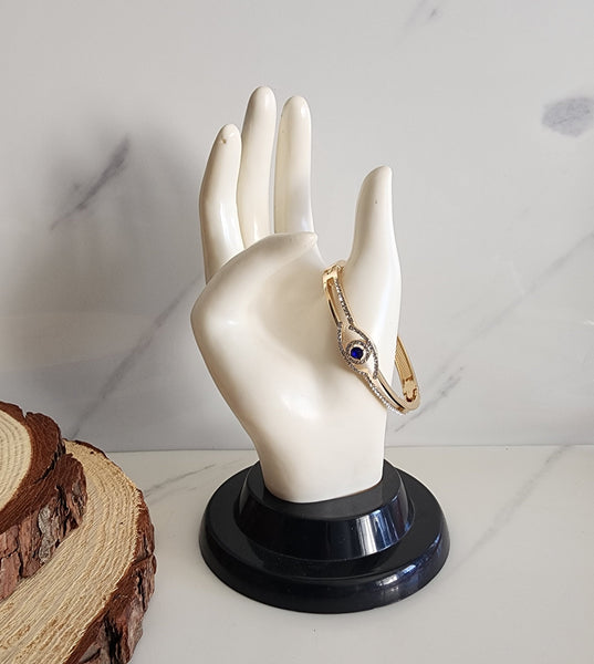 Gold Metal Evil Eye Bangle