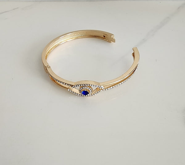 Gold Metal Evil Eye Bangle
