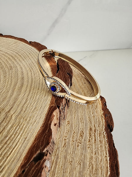 Gold Metal Evil Eye Bangle