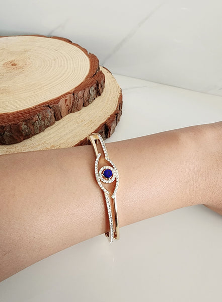 Gold Metal Evil Eye Bangle