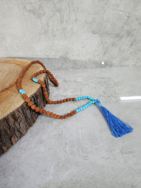Rudraksha and Turquoise Mala