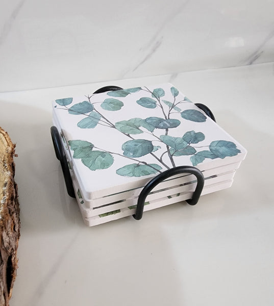 Absorbent Coaster with Metal Holder - Square