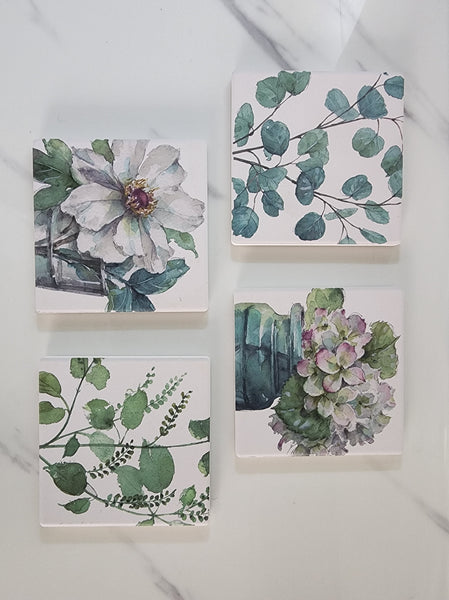 Absorbent Coaster with Metal Holder - Square