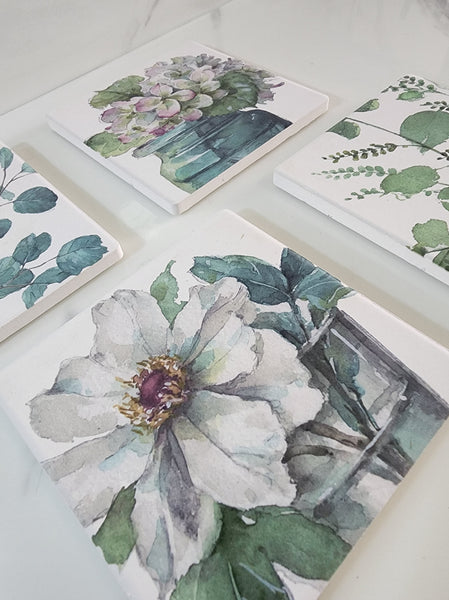 Absorbent Coaster with Metal Holder - Square