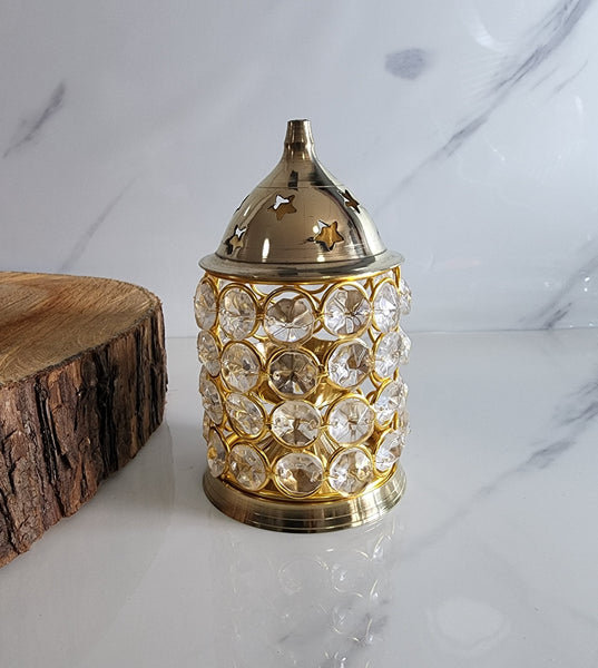 Brass Crystal Oil Lamp