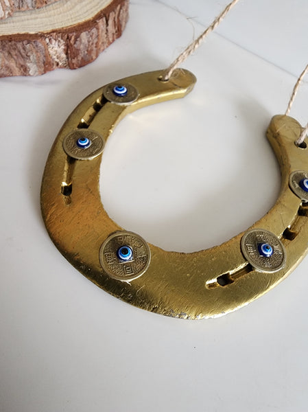 Gold Evil Eye Horseshoe
