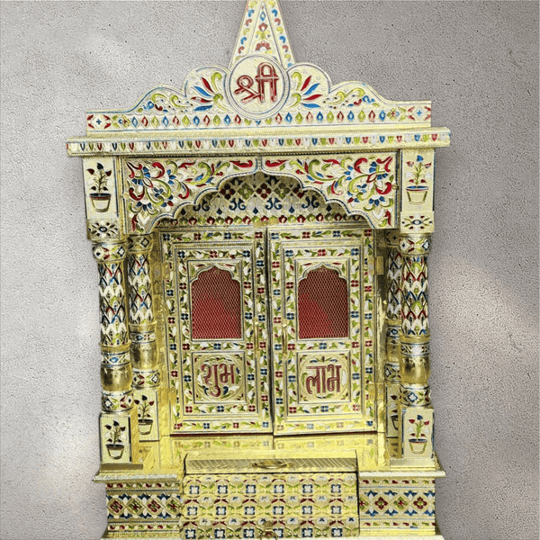 Gold Wooden Prayer Mandhir
