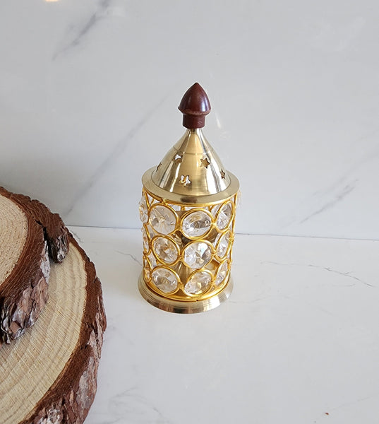 Brass Crystal Oil Lamp