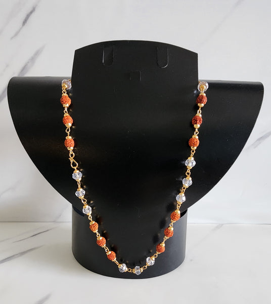 Gold Capped Rudraksha and Sphatik Mala