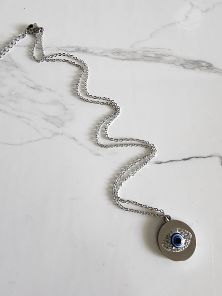 Round Pendant Evil Eye Necklace