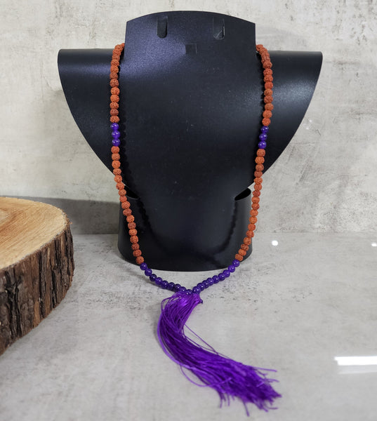 Rudraksha and Amethyst Mala