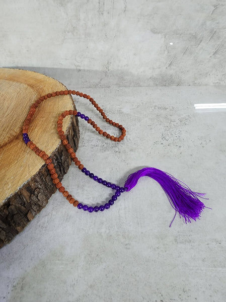 Rudraksha and Amethyst Mala