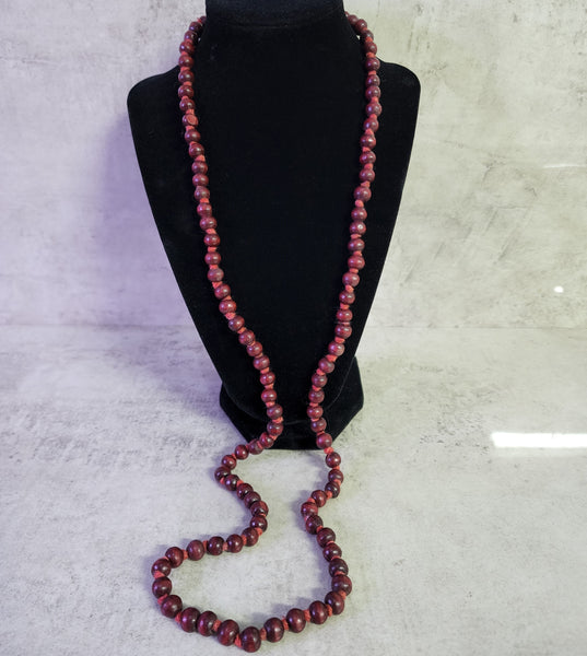 Wood Bead Mala - Red