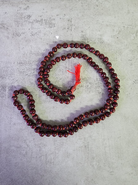 Wood Bead Mala - Red