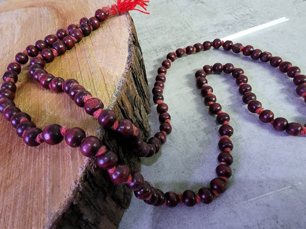 Wood Bead Mala - Red
