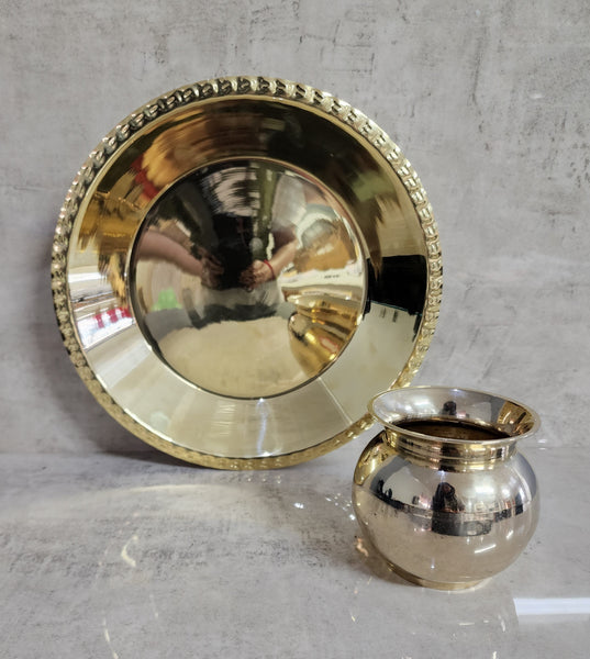 Brass Thali and Lota Set 2