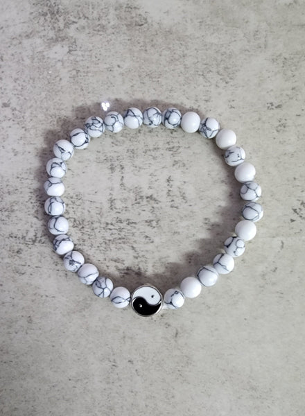 Ying and Yang Howlite Gemstone Bracelet