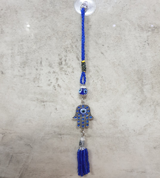 Evil Eye Talisman with Hamsa Hand and Beaded Tassel