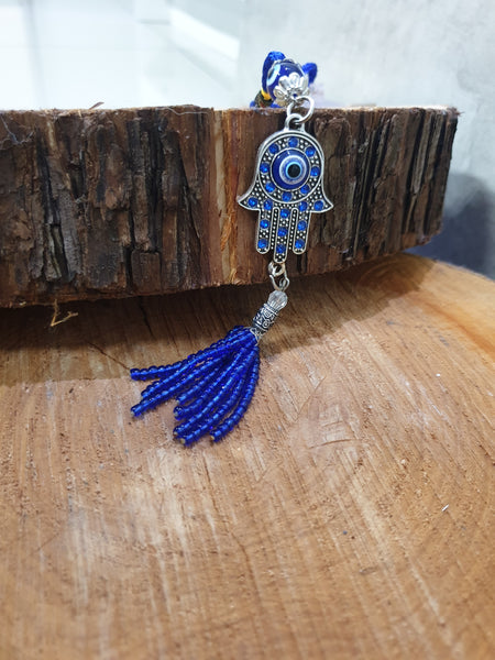 Evil Eye Talisman with Hamsa Hand and Beaded Tassel