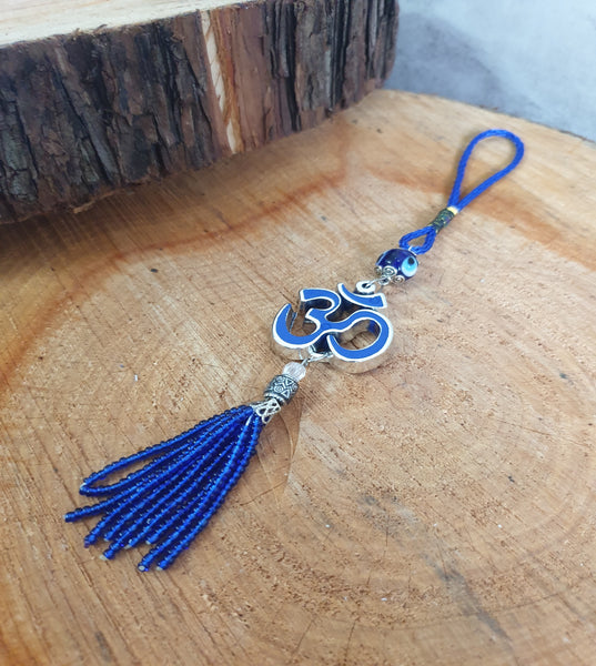 Evil Eye and Aum Sign Talisman with Beaded Tassel