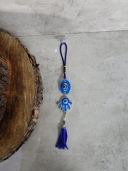 Hamsa Hand and Evil Eye Talisman with Beaded Tassel