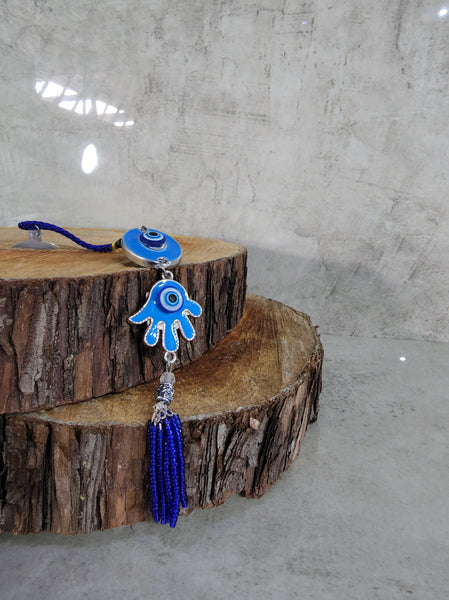 Hamsa Hand and Evil Eye Talisman with Beaded Tassel