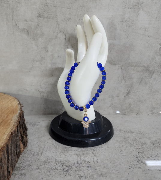 Blue Hamsa Hand Charm Evil Eye Bracelet