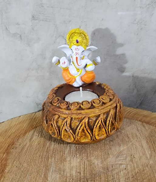 Round Ganesha Tealight Holder