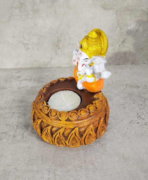 Round Ganesha Tealight Holder