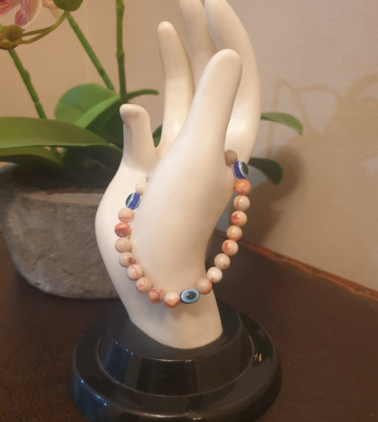 Picasso Jasper Evil Eye Bracelet (3 Evil Eye Beads)