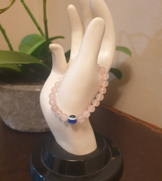 Rose Quartz Evil Eye Bracelet (1 Evil Eye Bead)