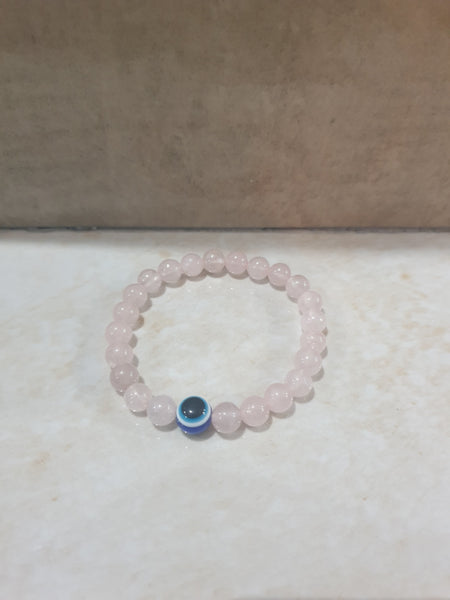 Rose Quartz Evil Eye Bracelet (1 Evil Eye Bead)