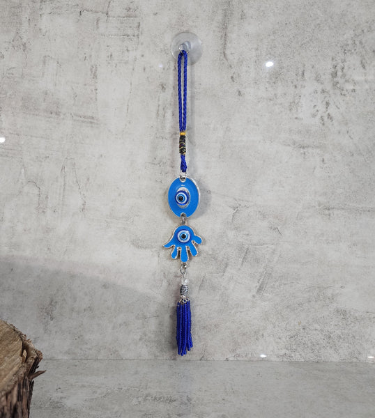 Hamsa Hand and Evil Eye Talisman with Beaded Tassel