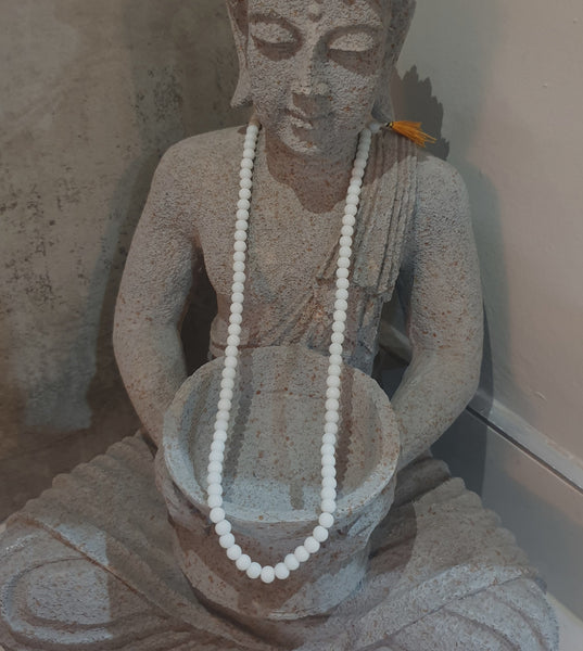 White Hakik Agate Mala