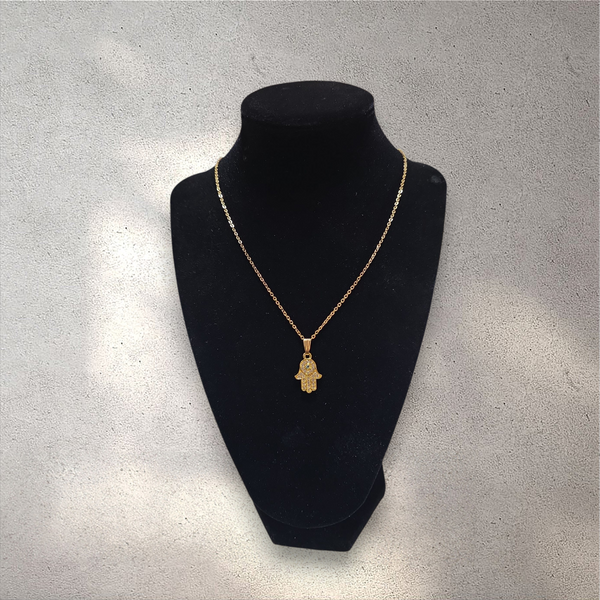 Gold Hamsa Hand Necklace - Style 2