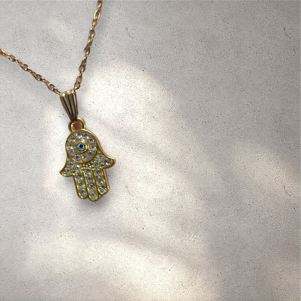 Gold Hamsa Hand Necklace - Style 2