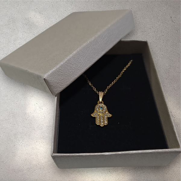 Gold Hamsa Hand Necklace - Style 2