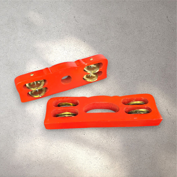 Orange Wooden Khartal/Clappers (Set of 2)