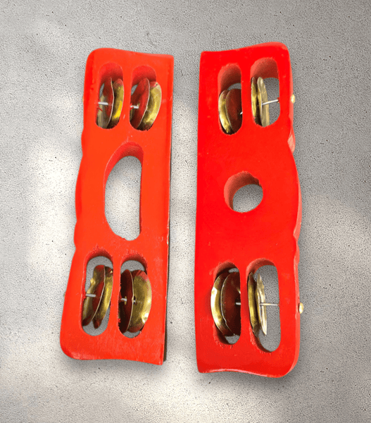 Orange Wooden Khartal/Clappers (Set of 2)