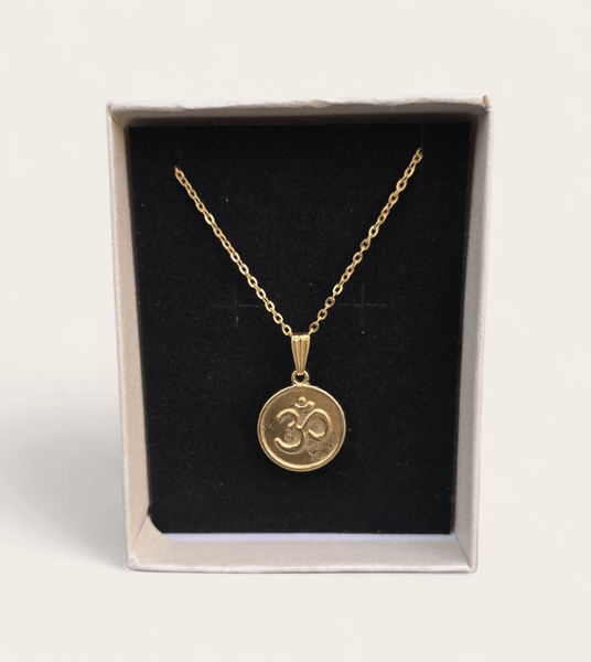 Gold Om Coin Pendant Necklace