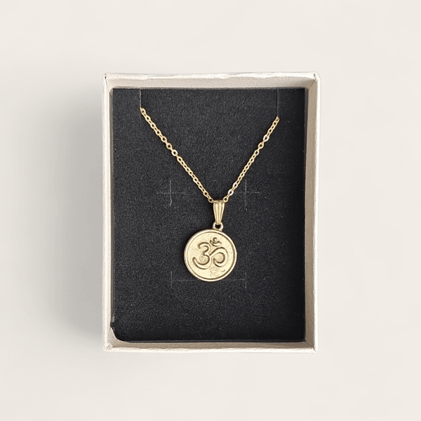 Gold Om Coin Pendant Necklace