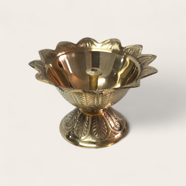 Brass Floral Oil Lamp