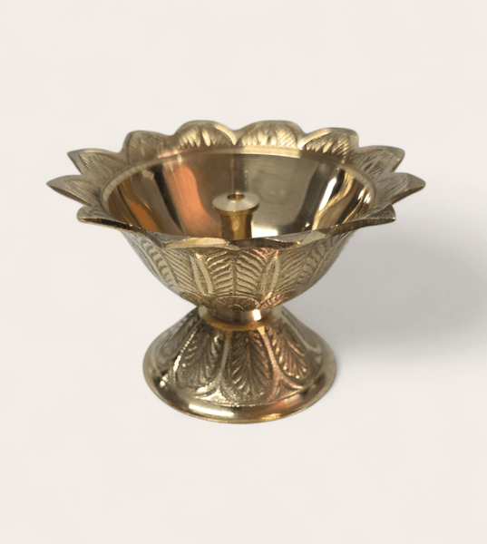 Brass Floral Oil Lamp