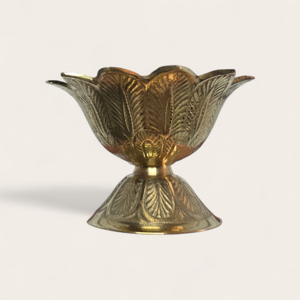 Brass Floral Oil Lamp