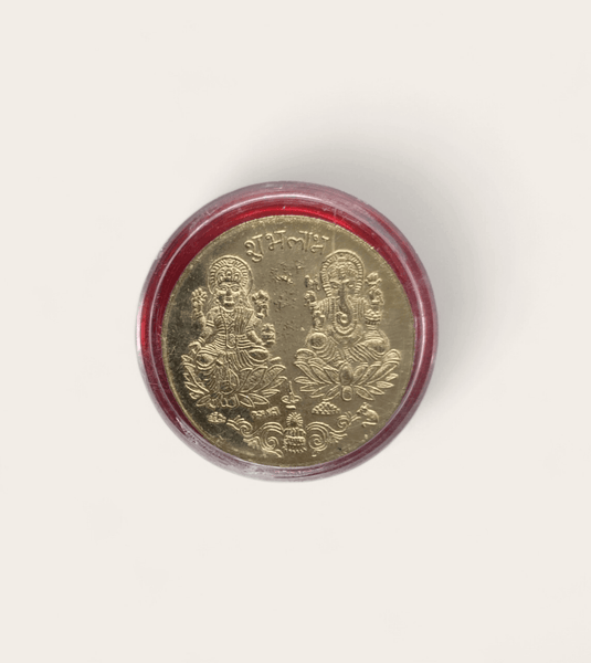 Brass Lakshmi and Ganesha Coin