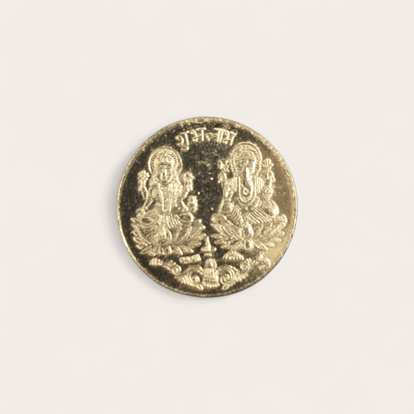 Brass Lakshmi and Ganesha Coin