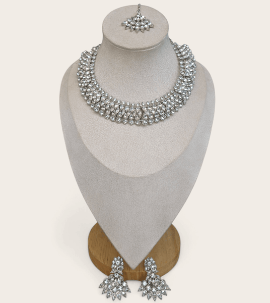 Silver Diamond Jewellery Set