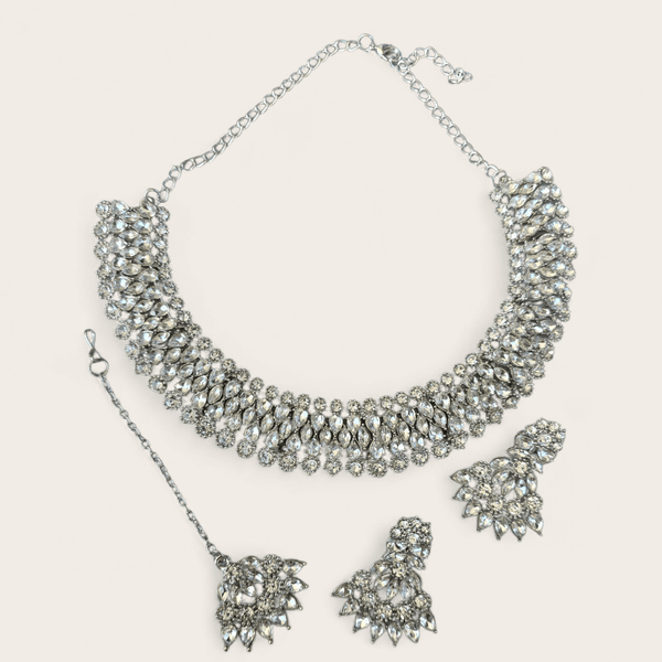 Silver Diamond Jewellery Set