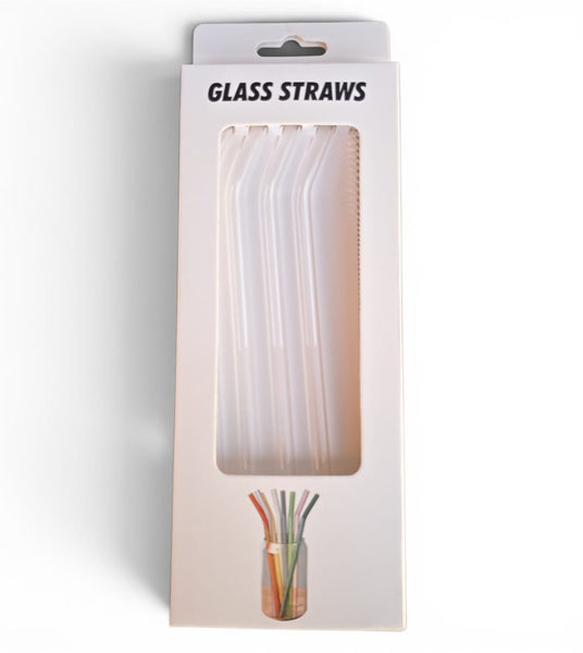 Set of 4 Clear Glass Straws